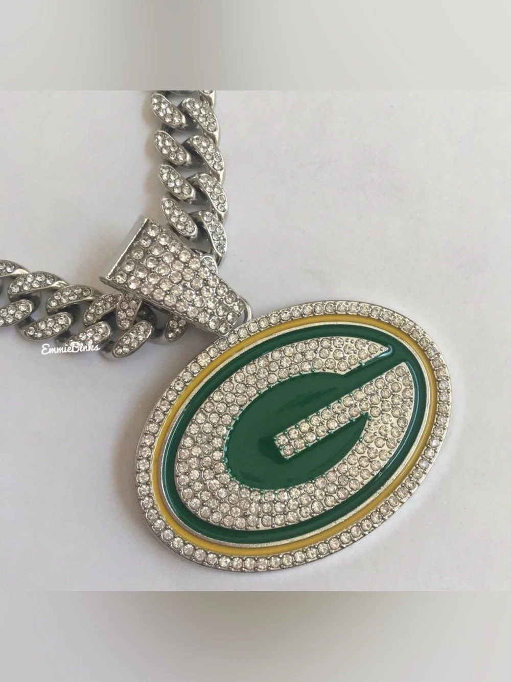 New Green Bay Packers Football Iced Out Chain Necklace